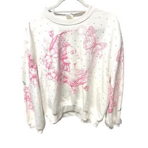 Wicked Katie Kime Graphic Sweatshirt Rhinestone Witch Cream Small S